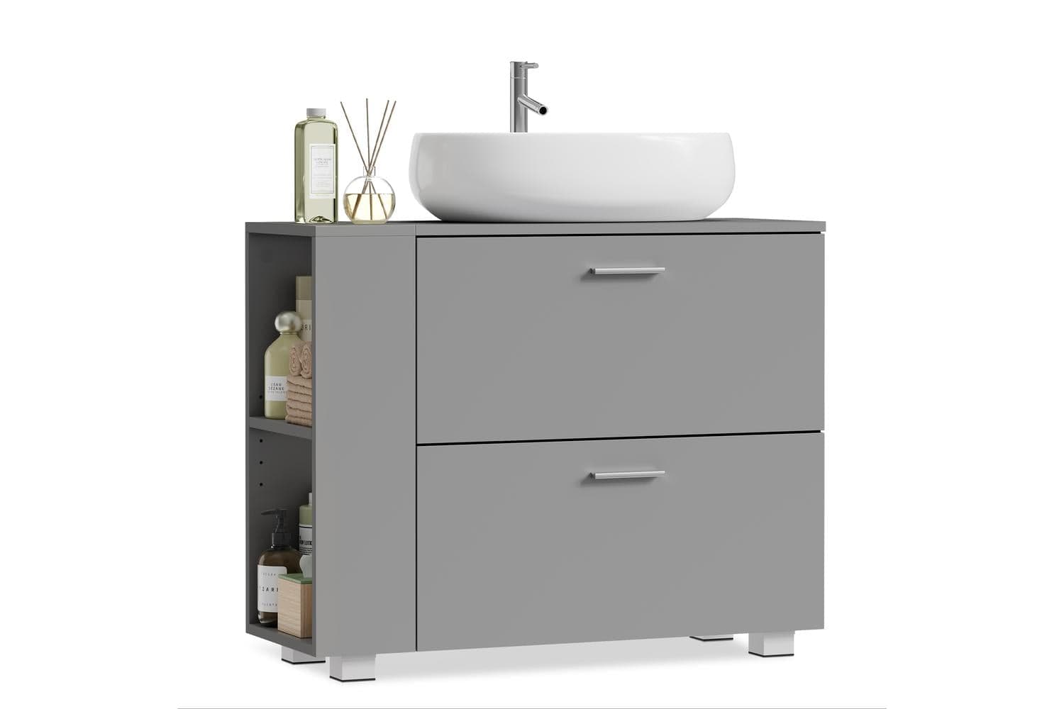 Vasagle Vanity Unit | Bathroom Cabinet | Dove Gray | 30 X 80 X 64 Cm