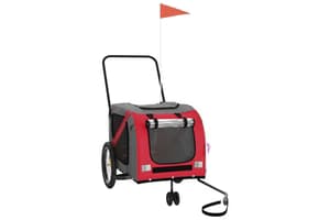 Vidaxl 93901 Pet Bike Trailer Red And Grey Oxford Fabric And Iron