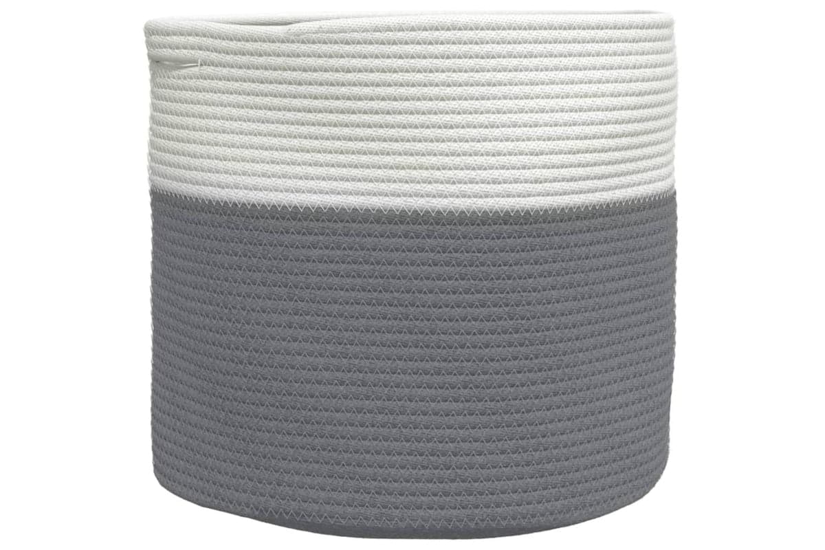 Storage Basket Grey And White 40x35 Cm Cotton