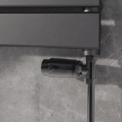 Elego Black Nickel Modern TRV Straight Thermostatic Radiator Valves With Lockshield