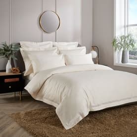 Triple Row Cord 800 Thread Count Duvet Cover White on Ivory