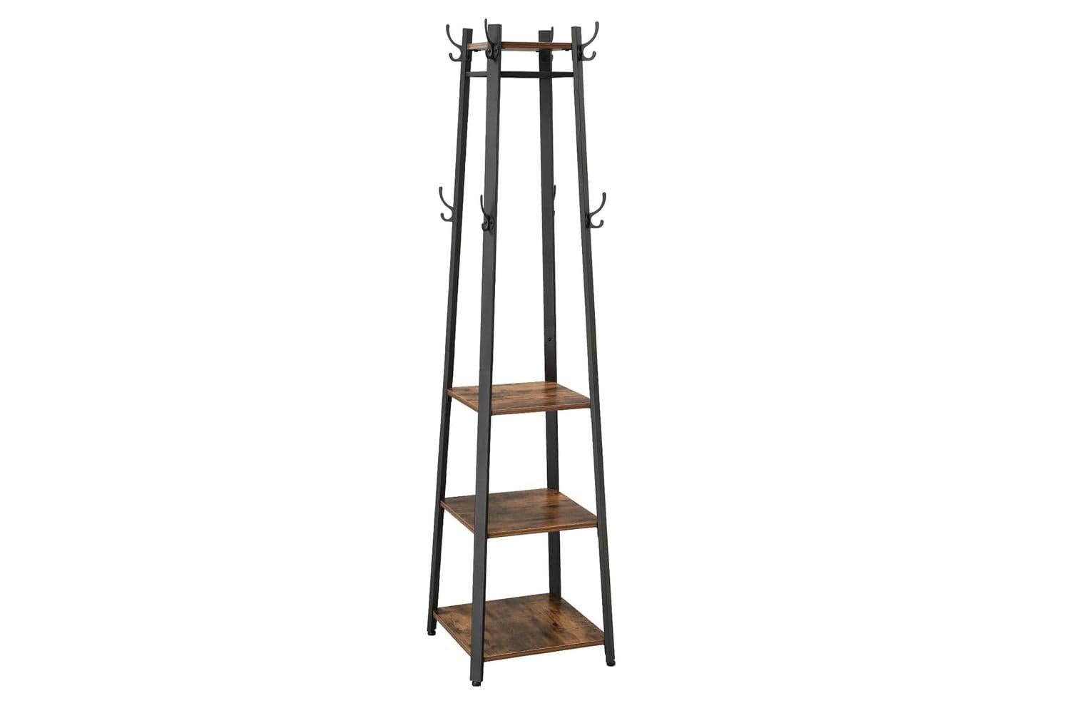 Vasagle Industrial 3 Shelves Coat Stand with Hooks | Vintage & Black
