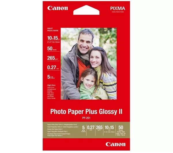 CANON PP-201 100 x 150 mm Glossy II Photo Paper Plus  - 50 Sheets