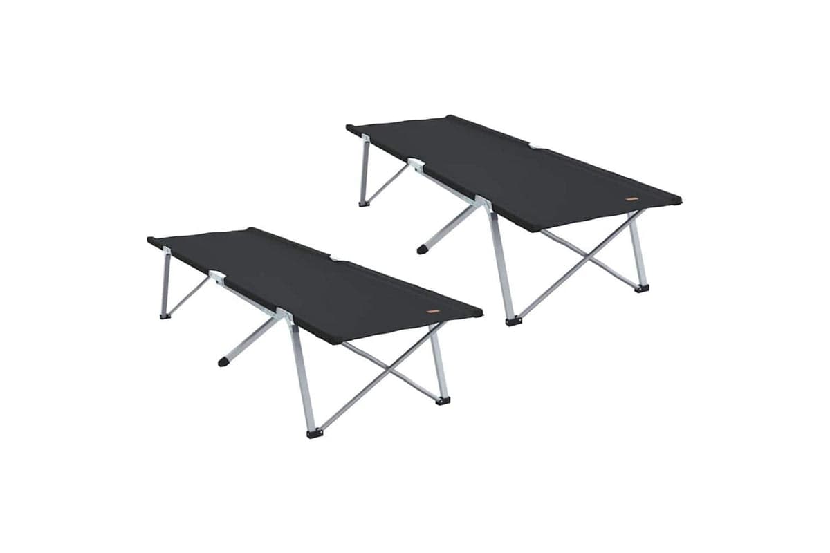 Vidaxl Folding Camping Bed Folding 2 Pcs Black 194 X 62.5 X 42.5 Cm