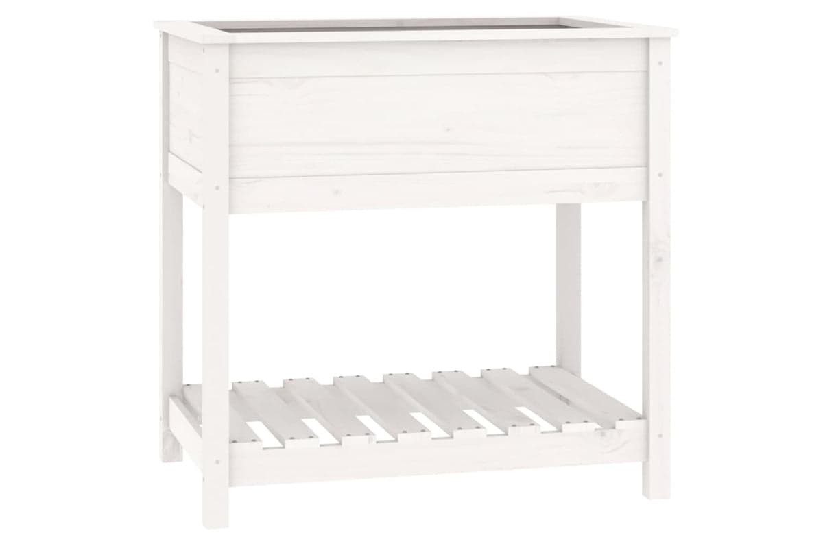 vidaXL 823781 Planter With Shelf White 82.5x54x81cm Solid Wood Pine