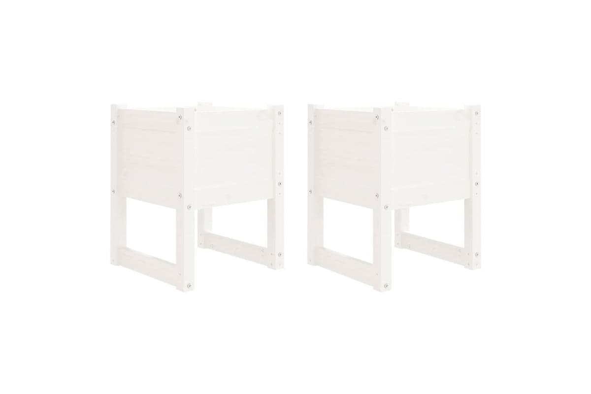 vidaXL 822110 Planters 2 Pcs White 40x40x52.5cm Solid Wood Pine