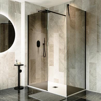 1400x900mm Black Smoked/Frosted Glass Shower Enclosure for Wet Room & Walk In Shower - Atlas