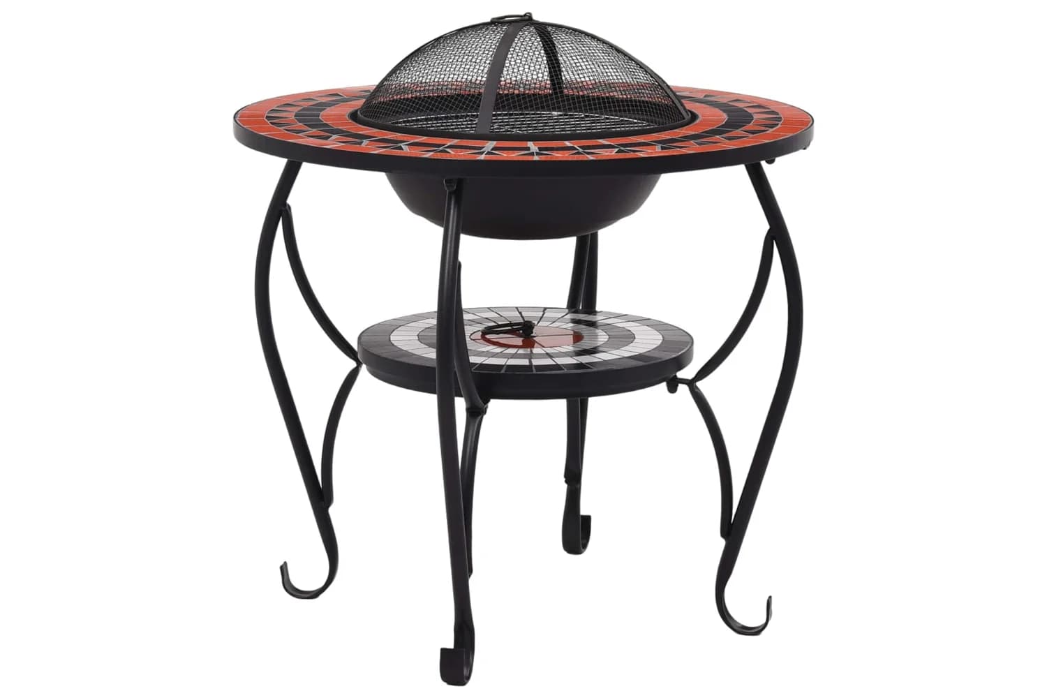 vidaXL 46726 Mosaic Fire Pit Table Terracotta And White 68cm Ceramic