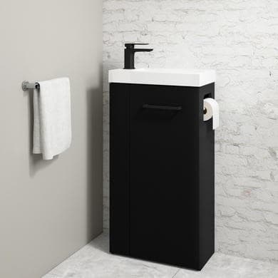 Virgo 430mm Black Cloakroom Freestanding Vanity Unit with Basin