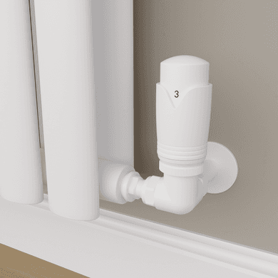 Elego White Modern TRV Corner Thermostatic Radiator Valves With Lockshield