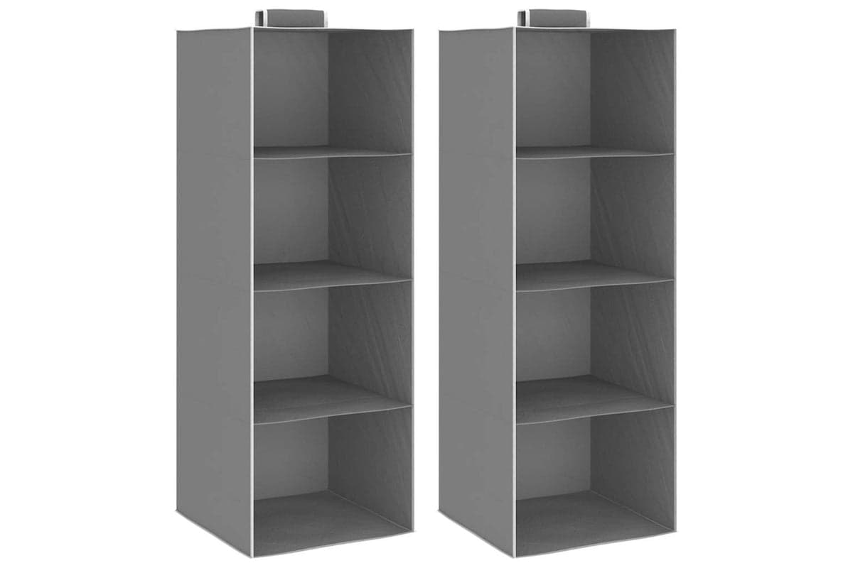 Vidaxl 288324 Hanging Closet Organisers 2 Pcs With 4 Shelves Fabric