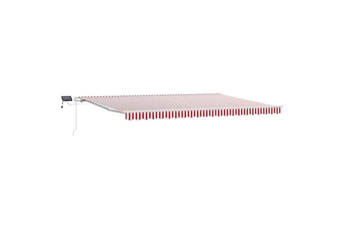 Vidaxl Retractable Awning With Red And White 500 X 350 Cm Fabric