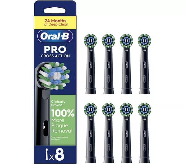 ORAL-B Pro Cross Action Replacement Toothbrush Head – Pack of 8