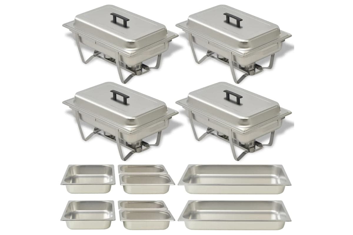 Vidaxl 50530 4 Piece Chafing Dish Set Stainless Steel