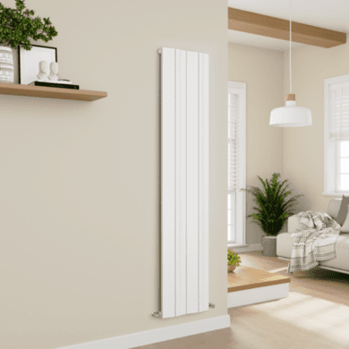 Eco Vivante White Vertical Wave Designer Aluminium Radiator 1800x374mm Single Panel 3005 BTU