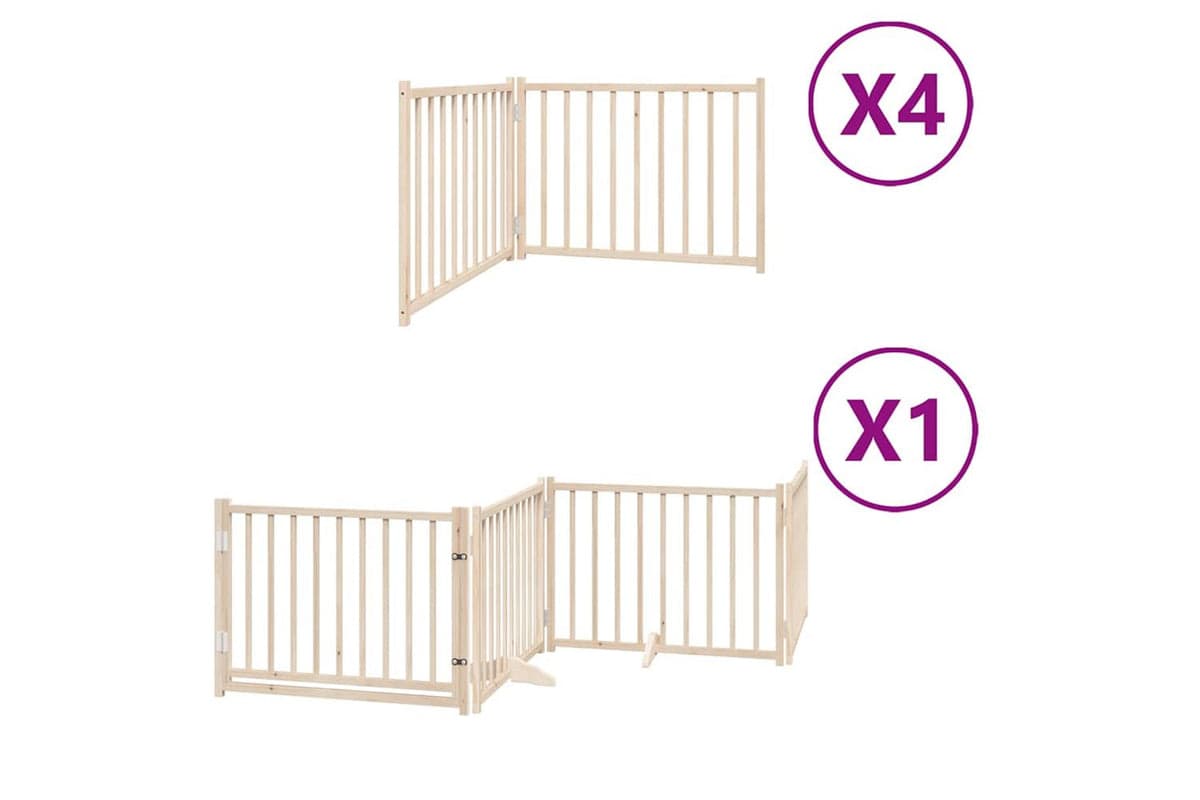 Vidaxl Dog Gate With Door Foldable 12 Panels 960 Cm Poplar Wood