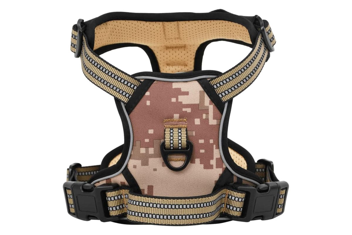 Dog Harness With Reflective Stripes Adjustable Camouflage Brown S