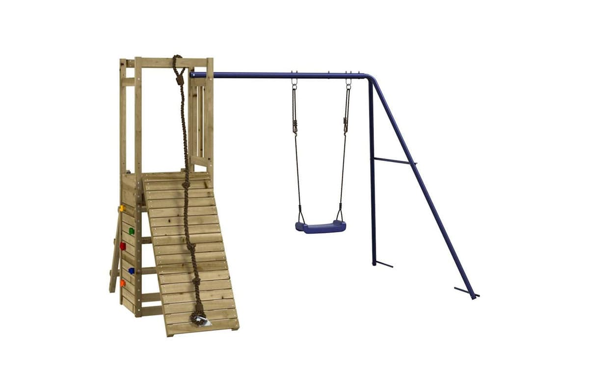 Vidaxl 3155920 Playhouse With Swing Climbing Wall Impregnated Wood Pine