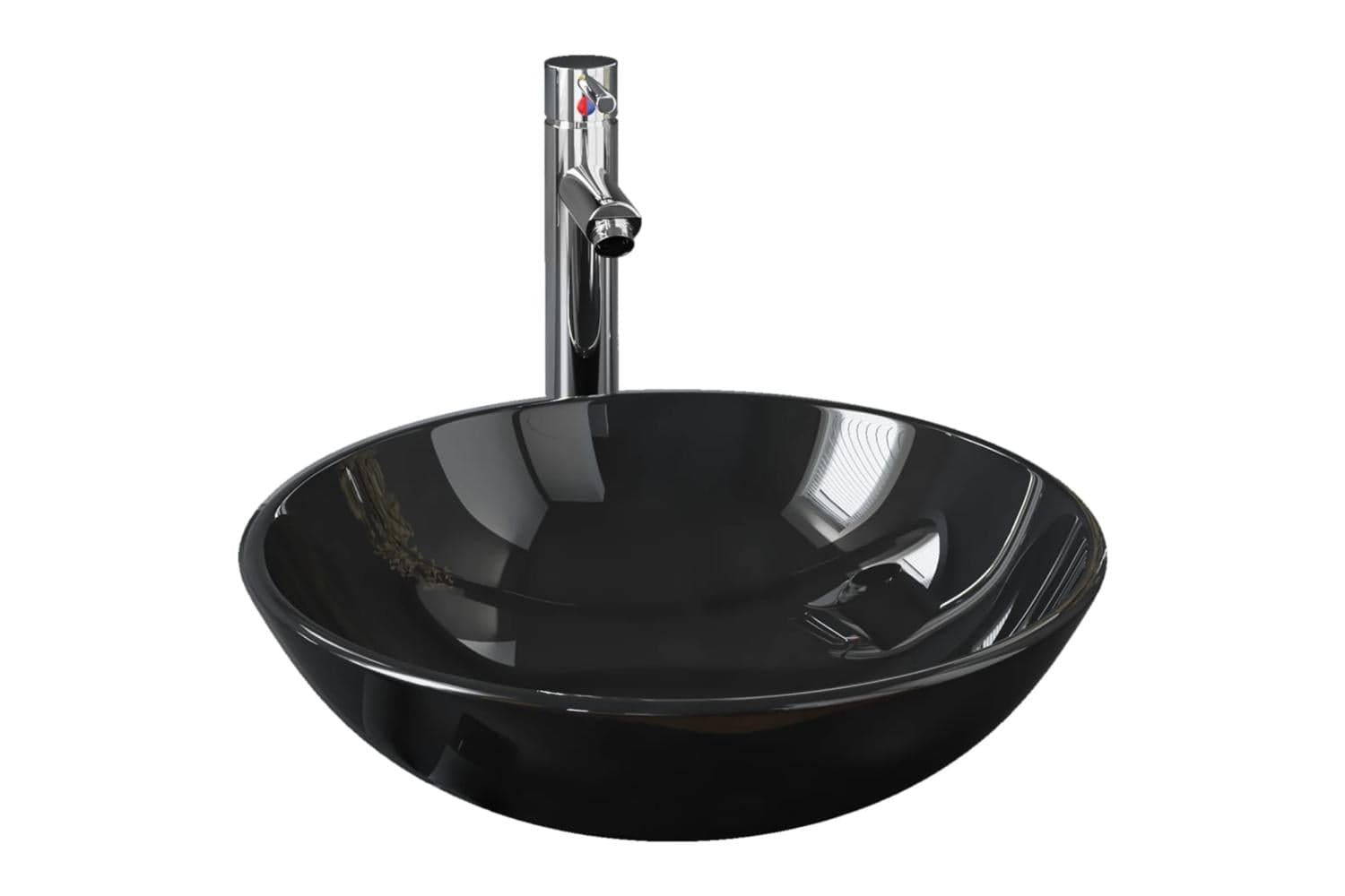 Vidaxl 3098453 Bathroom Sink With Tap And Push Drain Black Tempered Glass