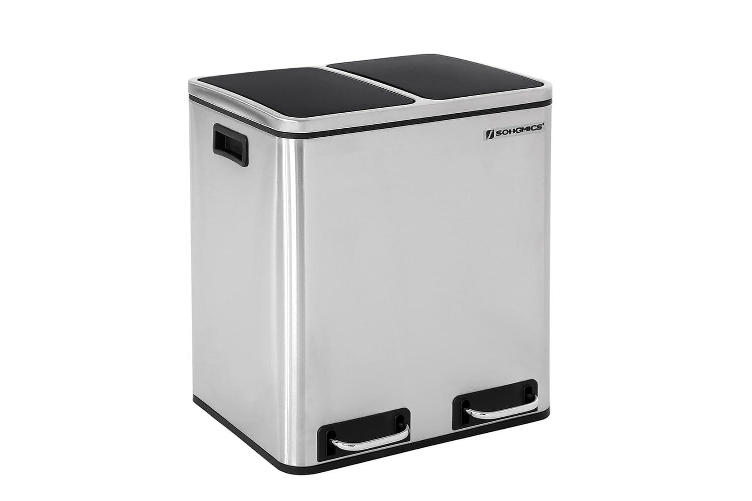 Songmics Step Trash Can with 2 Bucket | Silver