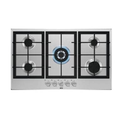 AEG 3000 Series 86cm 5 Burner Gas Hob with Wok Burner - Stainless Steel