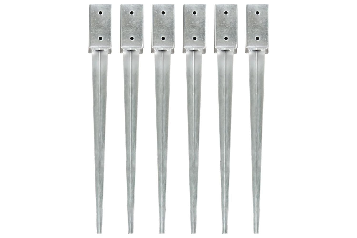 vidaXL 145402 Ground Spikes 6 Pcs Silver 7x7x75cm Galvanised Steel