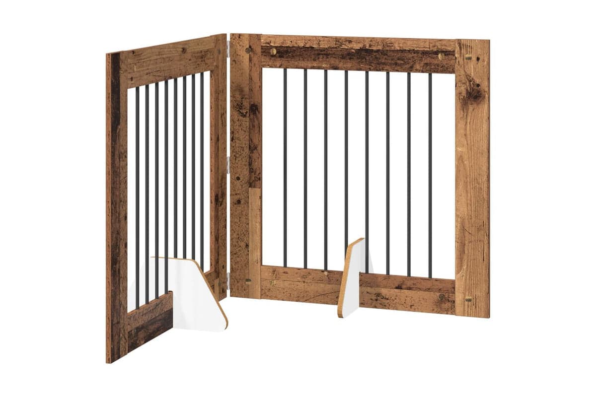 Vidaxl Foldable Dog Gate With Stands 2 Pcs Old Wood 1605 Cm