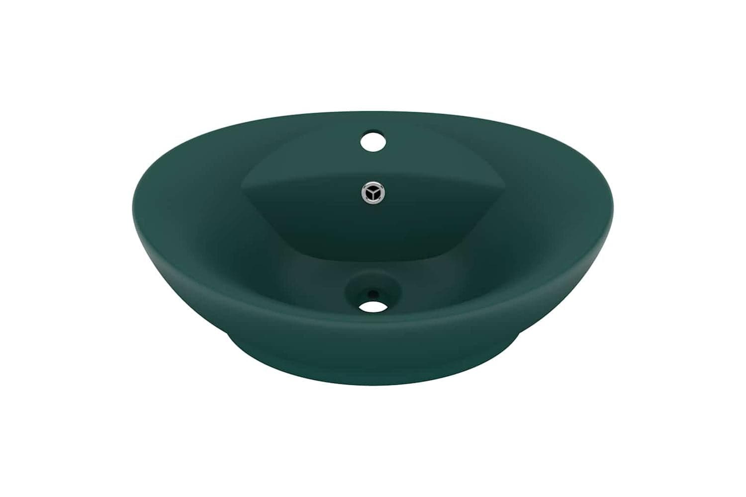 vidaXL 146937 Luxury Basin Overflow Oval Matt Dark Green 58.5x39cm Ceramic