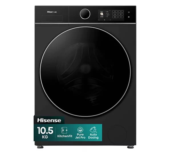HISENSE KitchenFit 5i Series WF5I1045BBQ WiFi-enabled 10.5 kg 1400 Spin Washing Machine - Black