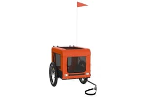 Vidaxl 93914 Pet Bike Trailer Orange And Black Oxford Fabric&iron