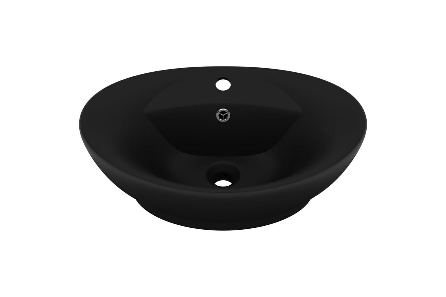 vidaXL 146942 Luxury Basin Overflow Oval Matt Black 58.5x39cm Ceramic