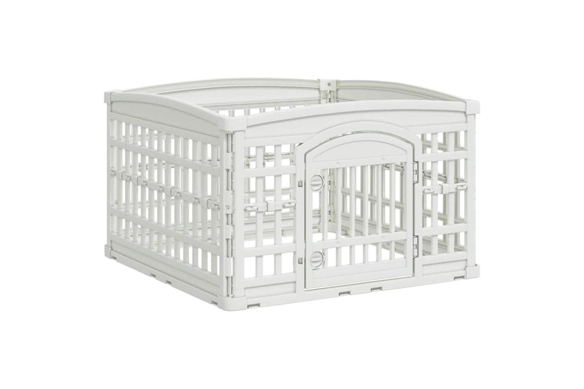 Vidaxl 4 Panel Dog Playpen 88 X 88 X 56 Cm Plastic White Foldable