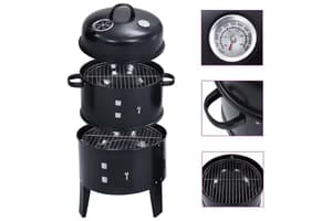Vidaxl 3-in-1 Charcoal Smoker Bbq Grill 40x80 Cm