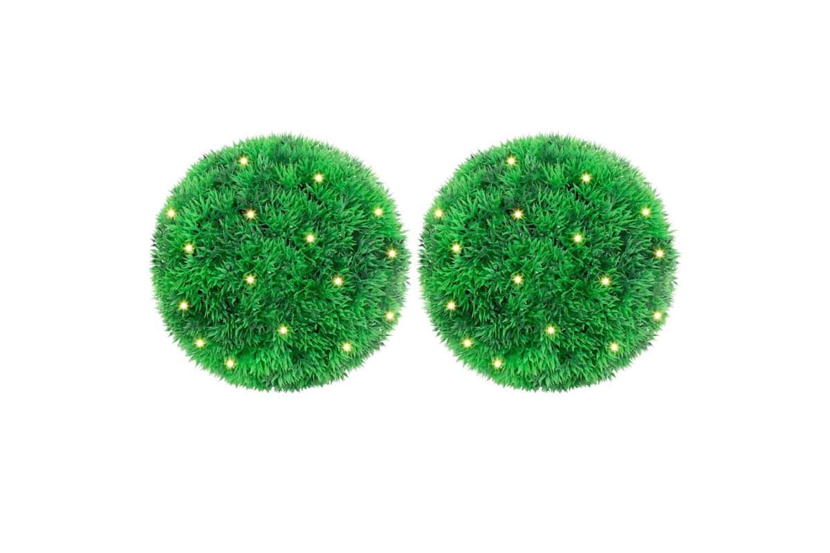 Artificial Boxwood Balls With Led Lights 2 Pcs Green 22 Cm