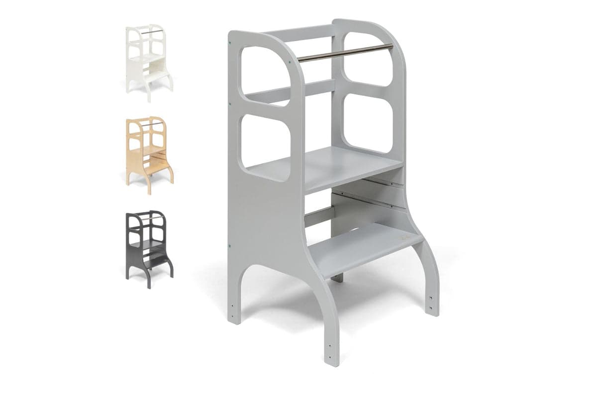 Ette Tete Adjustable Helper Tower Step Up Grey Extra Support | Helper Tower | Wood | Adjustable Height