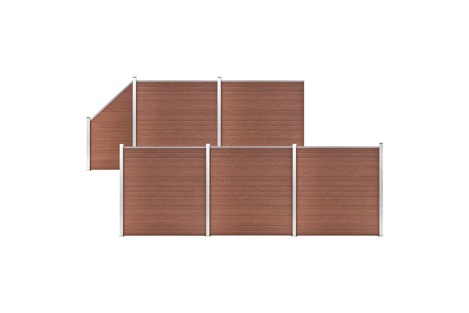 Vidaxl 3053219 Wpc Fence Set 5 Square + 1 Slanted 965x186 Cm Brown