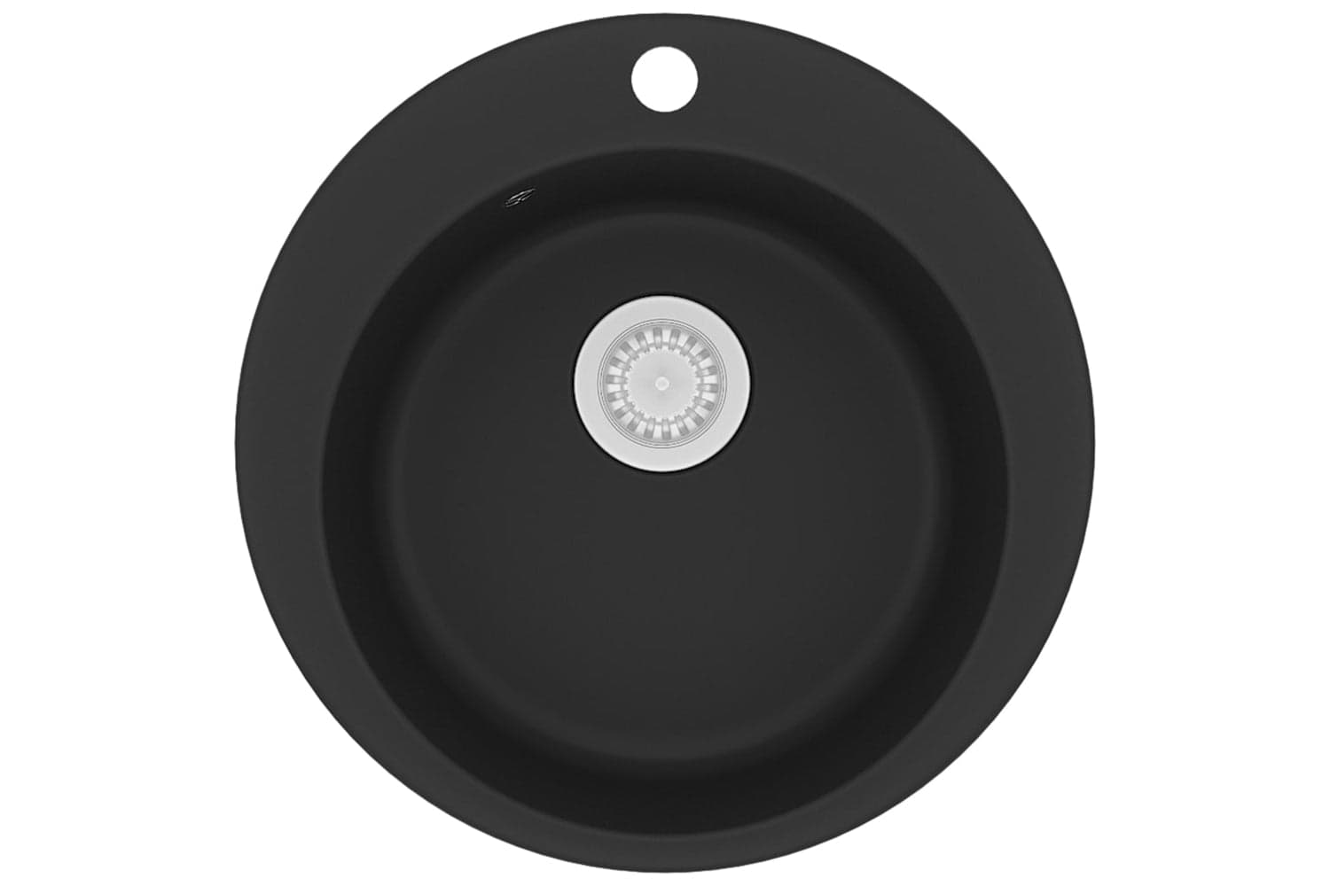 Vidaxl Granite Kitchen Sink Single Basin Round Black