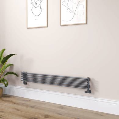 Ventura Linea Dark Grey Anthracite Oval Unique Designer Radiator 175x1400mm Single Panel 1348 BTU - Horizontal Bars