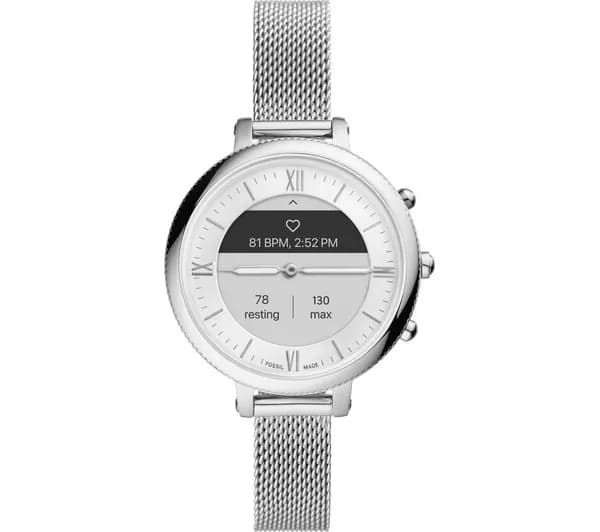 FOSSIL Monroe Hybrid HR FTW7040 Smartwatch - Silver, Stainless Steel Mesh Strap