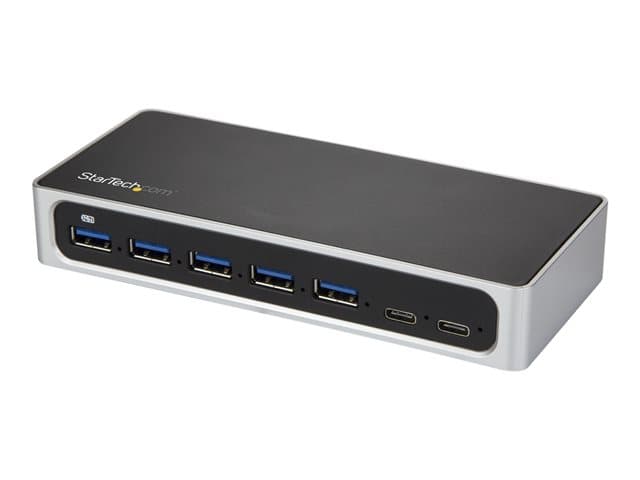 STARTECH.COM - Startech 7 Port USB C Hub with Fast Charge Port, USB-C to 5x USB-A 2x USB-C USB 3.0 (USB 3.1/3.2 Gen 1 SuperSpeed 5Gbps), Self Powered Type-C Hub w/ Power Adapter, Desktop/Laptop Hub - Windows/macOS/Linux (HB30C5A2CSC) - hub - 7 ports