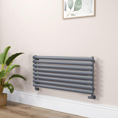 Sorrento Linea Dark Grey Anthracite Oval Designer Radiator 472x1000mm Single Panel 1935 BTU - Horizontal Bars