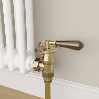 Maesta Antique Brass Traditional Manual Angled Radiator Valves With Lockshield