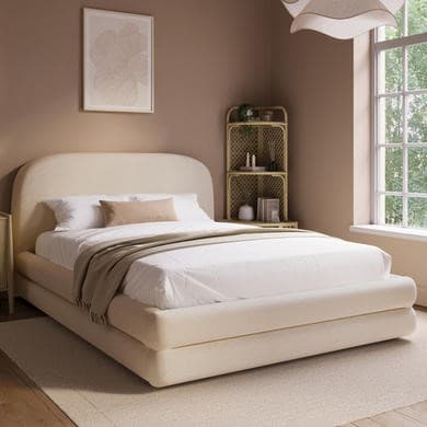Cream Upholstered Bed Frame with Storage Drawer – Connie