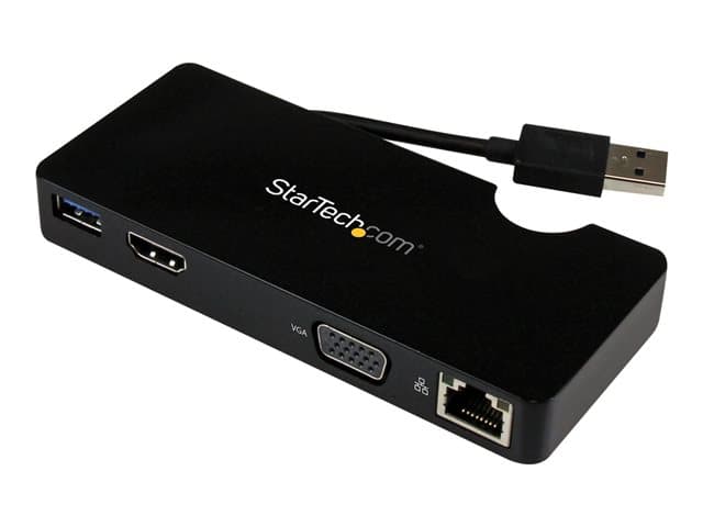 STARTECH.COM - Startech USB 3.0 to HDMI or VGA Adapter Dock - USB 3.0 Mini Docking Station w/ USB, GbE Ports - Portable Universal Laptop Travel Hub (USB3SMDOCKHV) - docking station - USB - HDMI - 1GbE