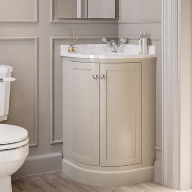 500mm Beige Curved Corner Freestanding Vanity Unit with Basin – Bowland