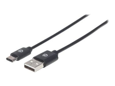 MANHATTAN - USB-C to USB-A Cable, 3m, Male to Male, 480 Mbps (USB 2.0), Hi-Speed USB, Black, Lifetime Warranty, Polybag - USB-C cable - USB-C to USB - 3 m