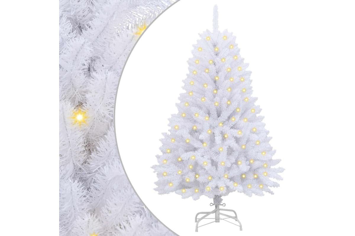 Vidaxl Artificial Christmas Tree 150 Leds Pvc And Steel White