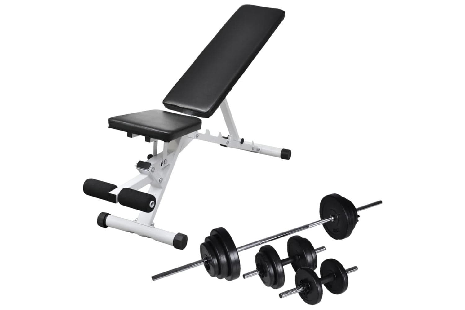 Vidaxl 275351 Workout Bench With Barbell And Dumbbell Set 30.5 Kg