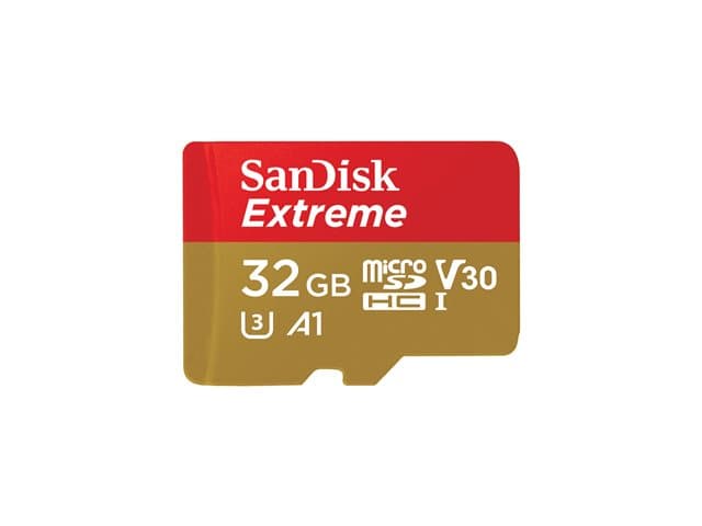 SANDISK - Extreme - Flash memory card (microSDHC to SD adapter included) - 32 GB - A1 / Video Class V30 / UHS-I U3 / Class10 - microSDHC UHS-I