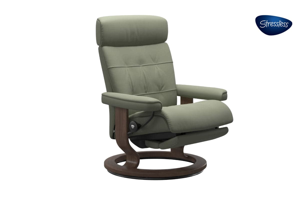 Stressless Erik Recliner Power Leg Base with Footstool | Leather | Green